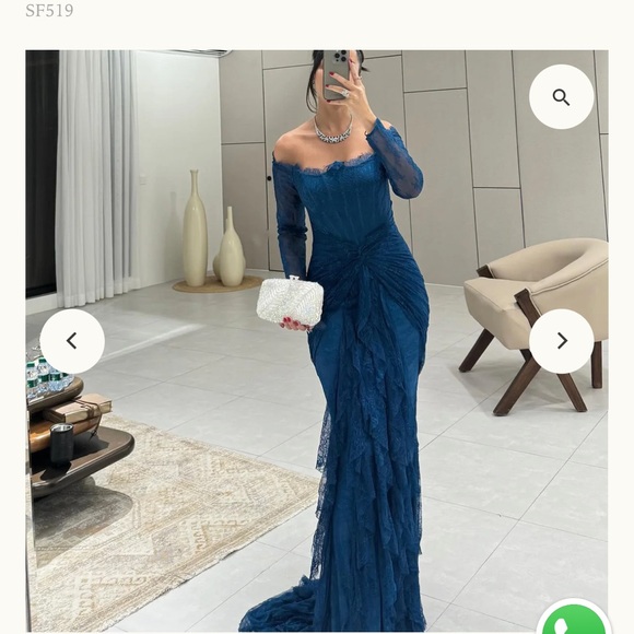 Elegant Blue Lace Off-Shoulder Dress